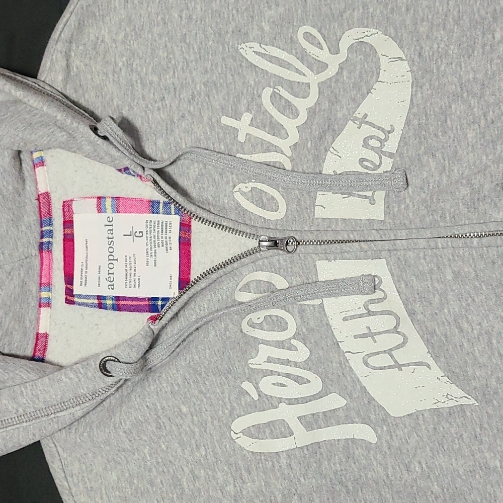 Aeropostale hoodie, gray, 100% cotton, large